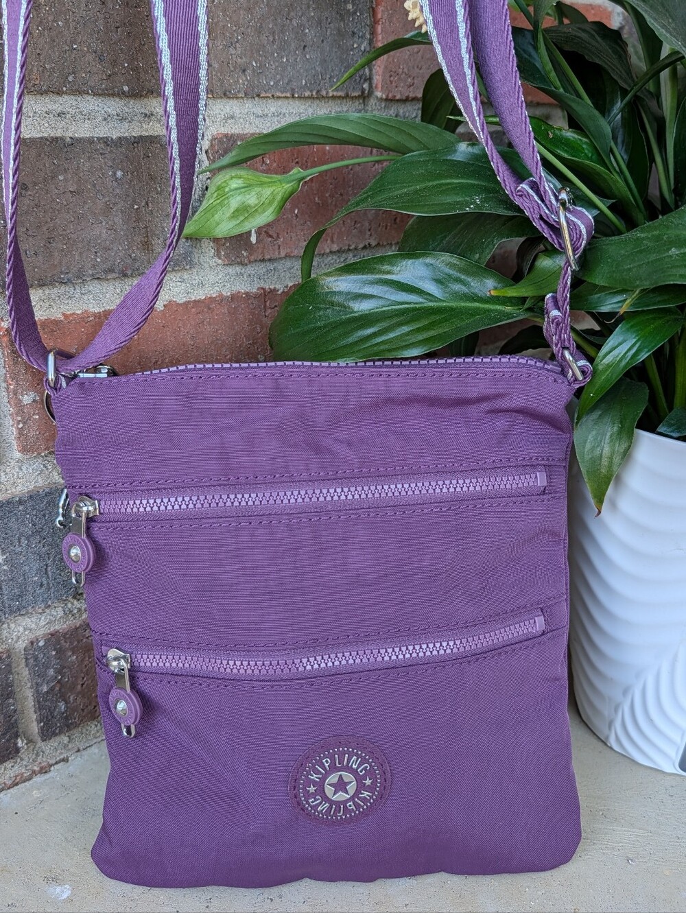 💜EUC Kipling Keiko Lightweight Nylon Adjustable Crossbody Bag-Washable, Unisex